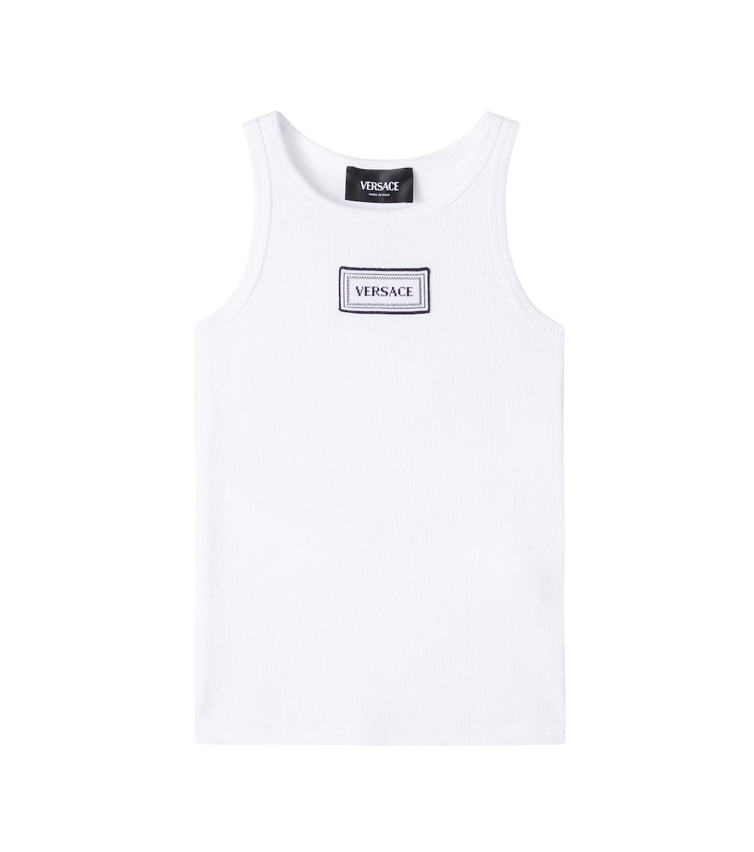 Logo ribbed-knit cotton-blend tank top | Versace Kids