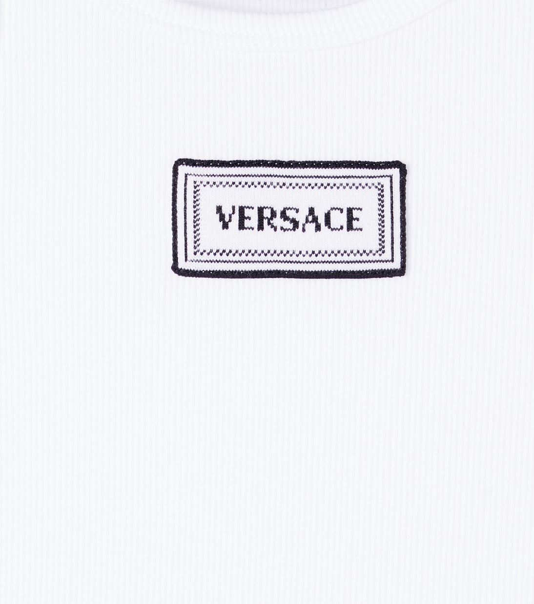 Logo ribbed-knit cotton-blend tank top | Versace Kids