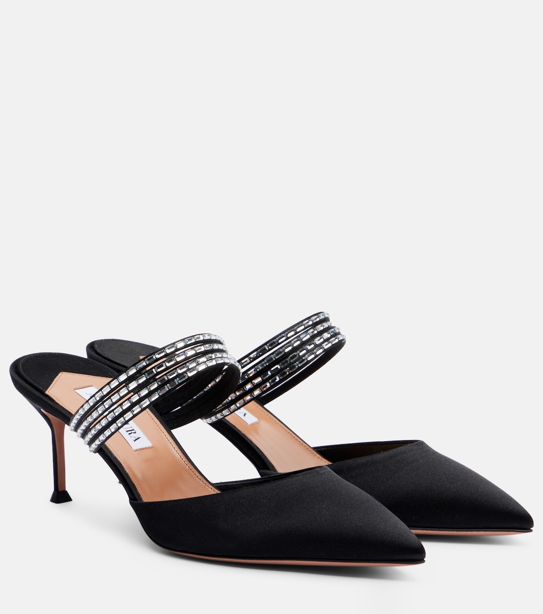 Luce 65 embellished satin mules | Aquazzura
