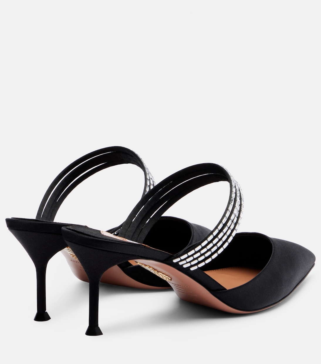 Luce 65 embellished satin mules | Aquazzura