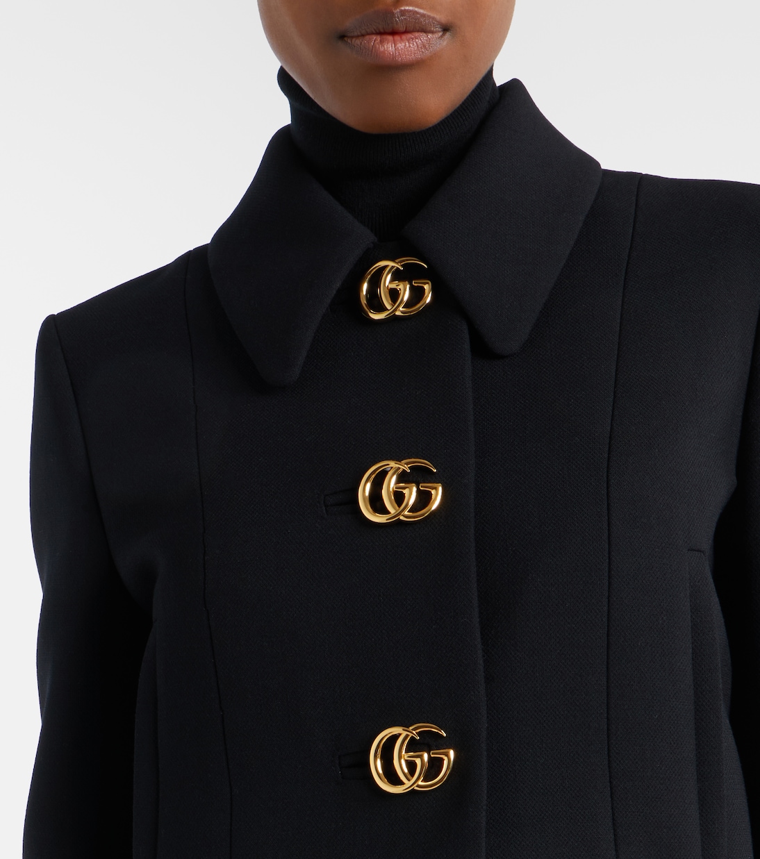 Chaqueta de crepé de lana cropped con GG | Gucci