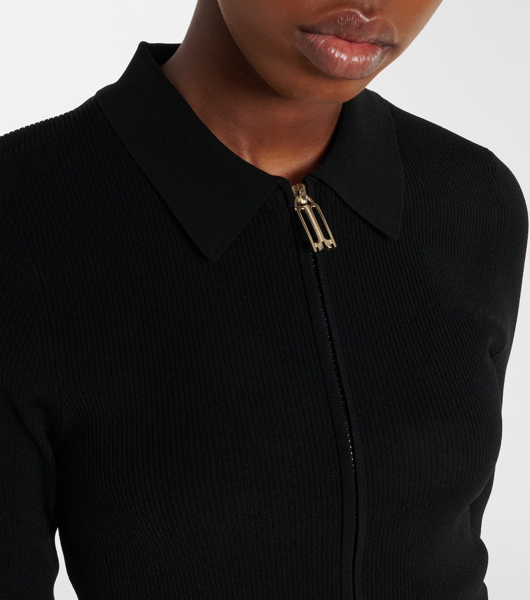 Mila ribbed-knit zip-up top | Victoria Beckham