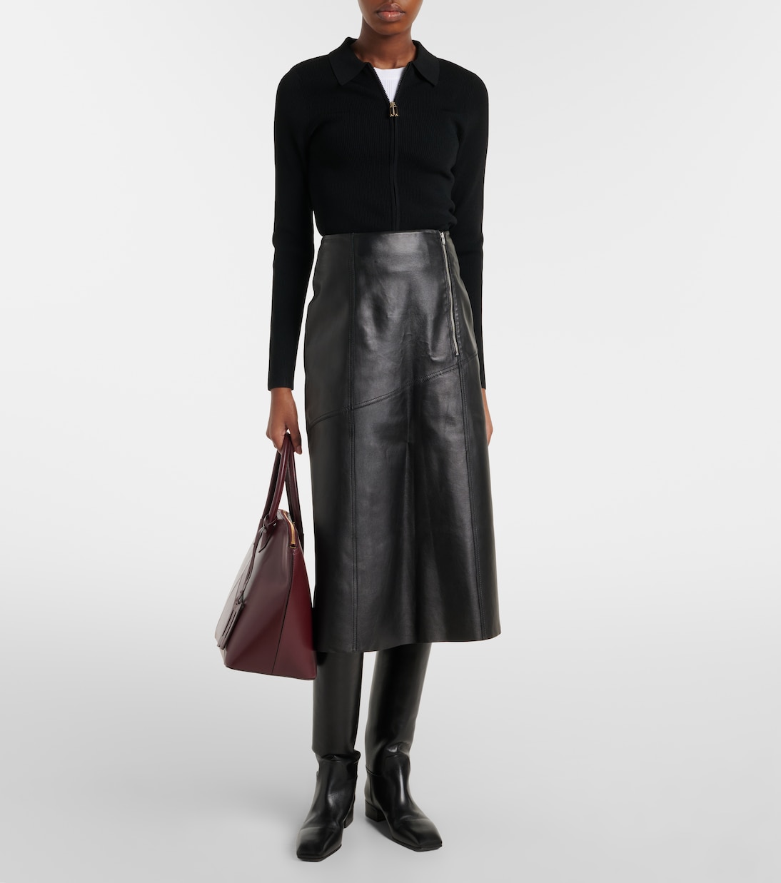 Mila ribbed-knit zip-up top | Victoria Beckham