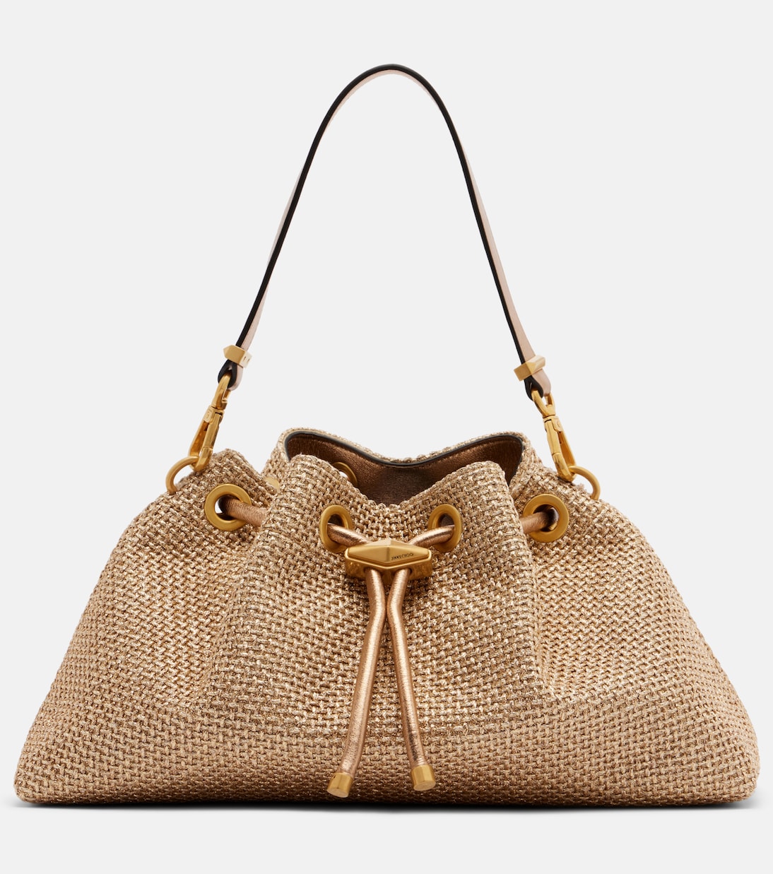 Cinch Small raffia-effect tote bag | Jimmy Choo