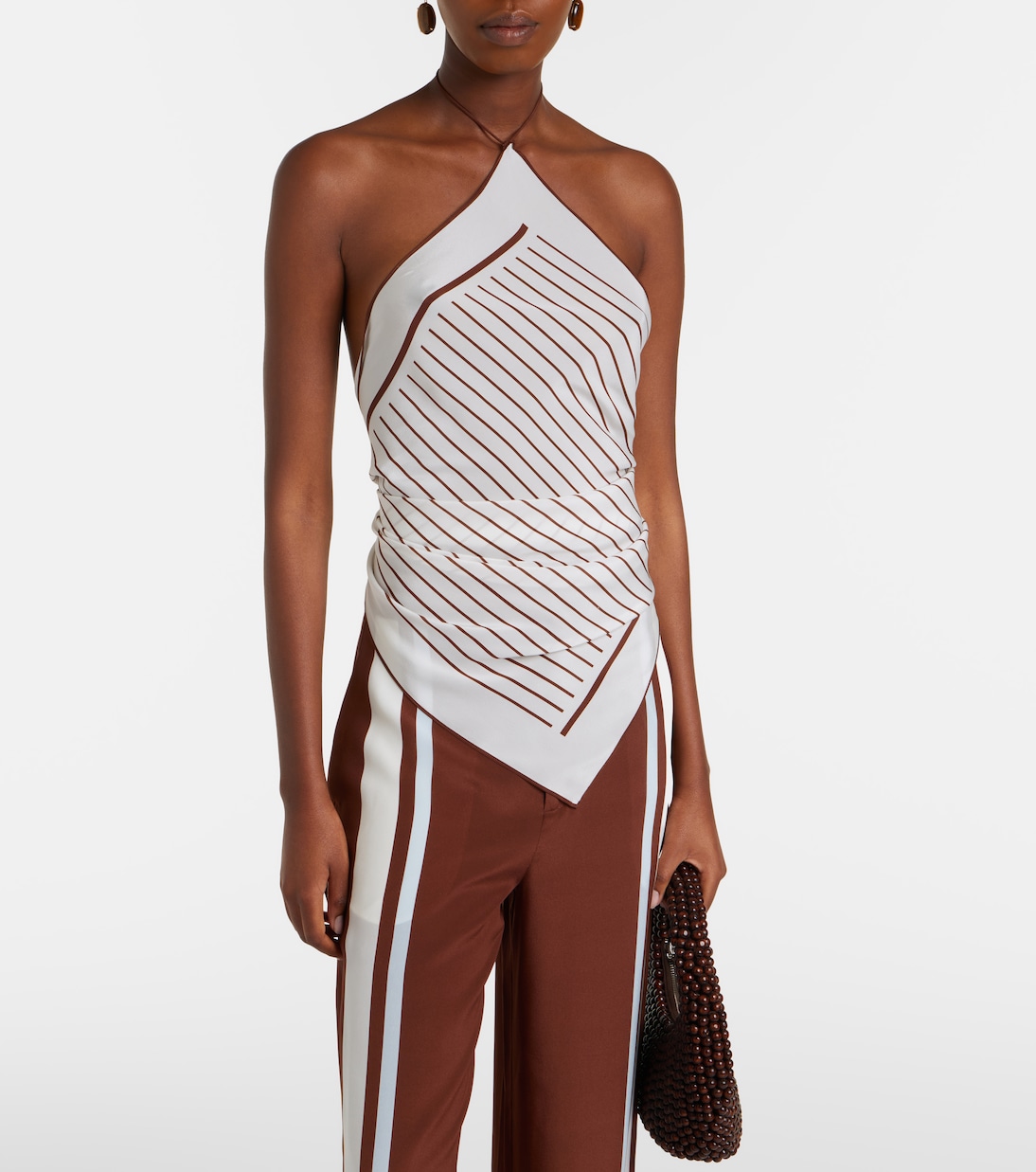 Marais striped halterneck silk top | SIR