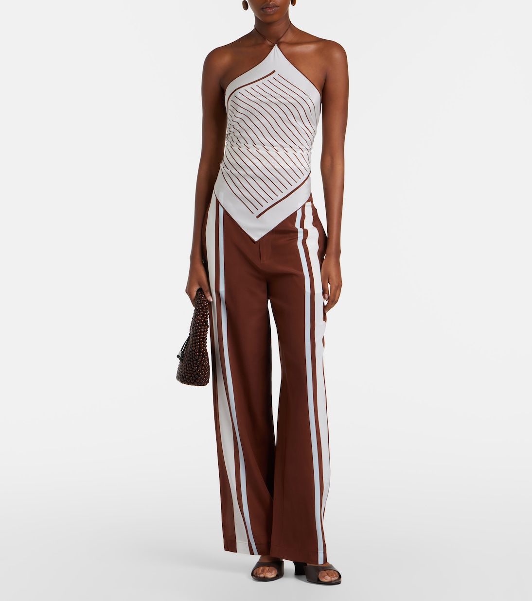 Marais striped halterneck silk top | SIR