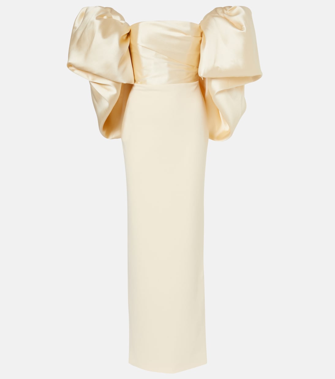 Floris strapless satin and crêpe gown | Solace London