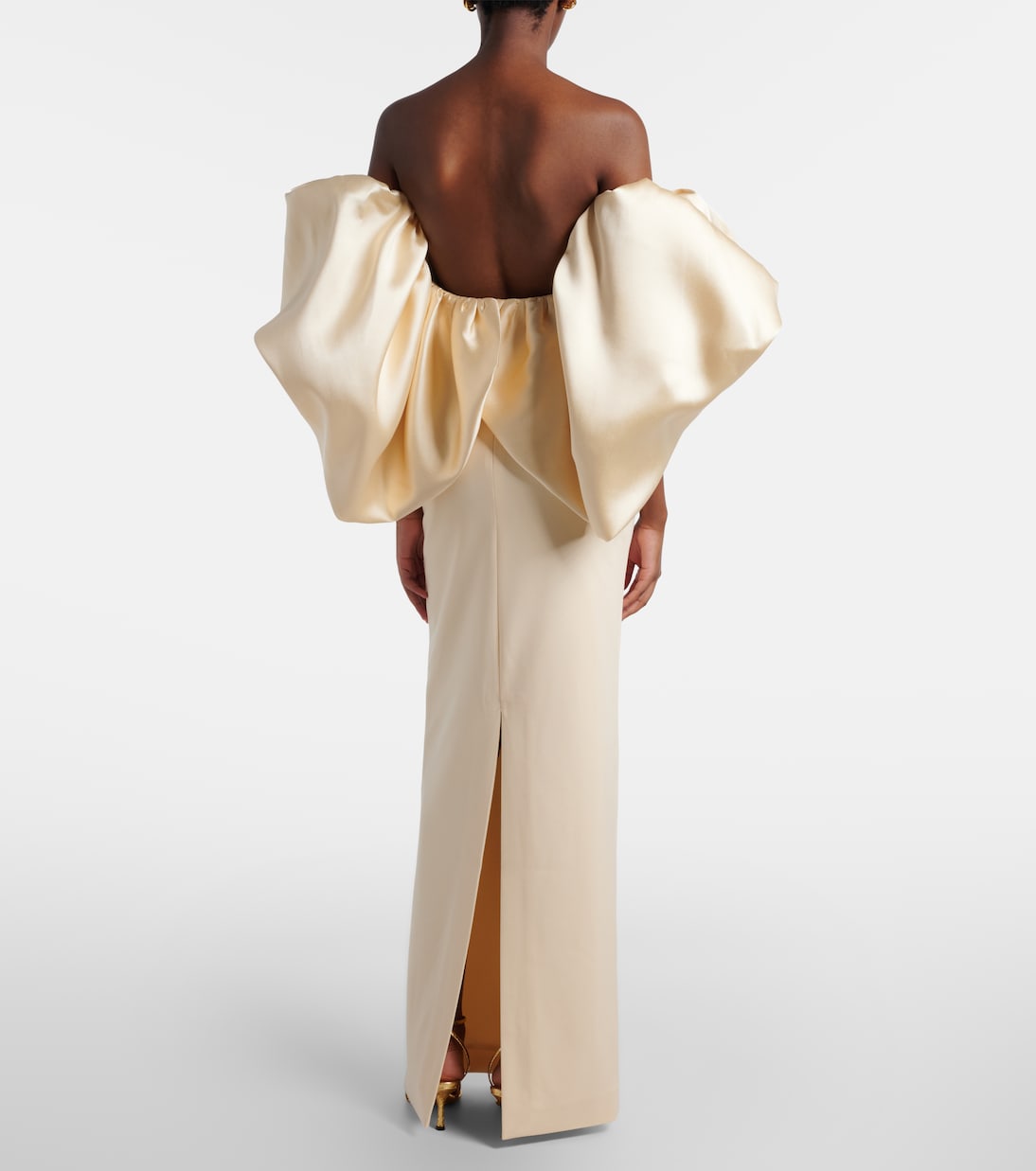 Floris strapless satin and crêpe gown | Solace London