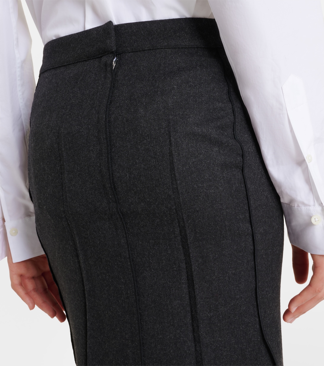 Falda midi de lana virgen drapeada | Victoria Beckham