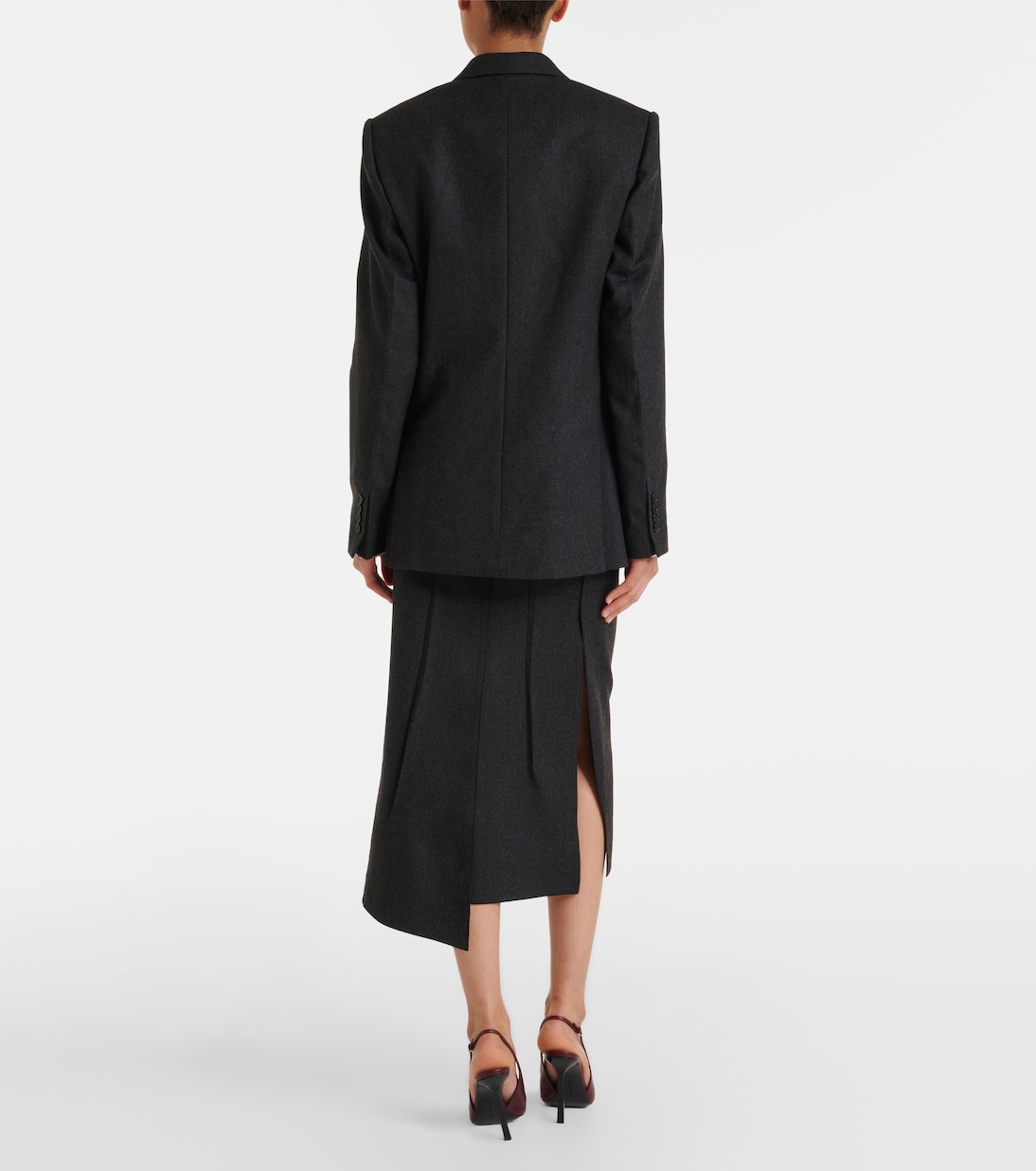 Falda midi de lana virgen drapeada | Victoria Beckham