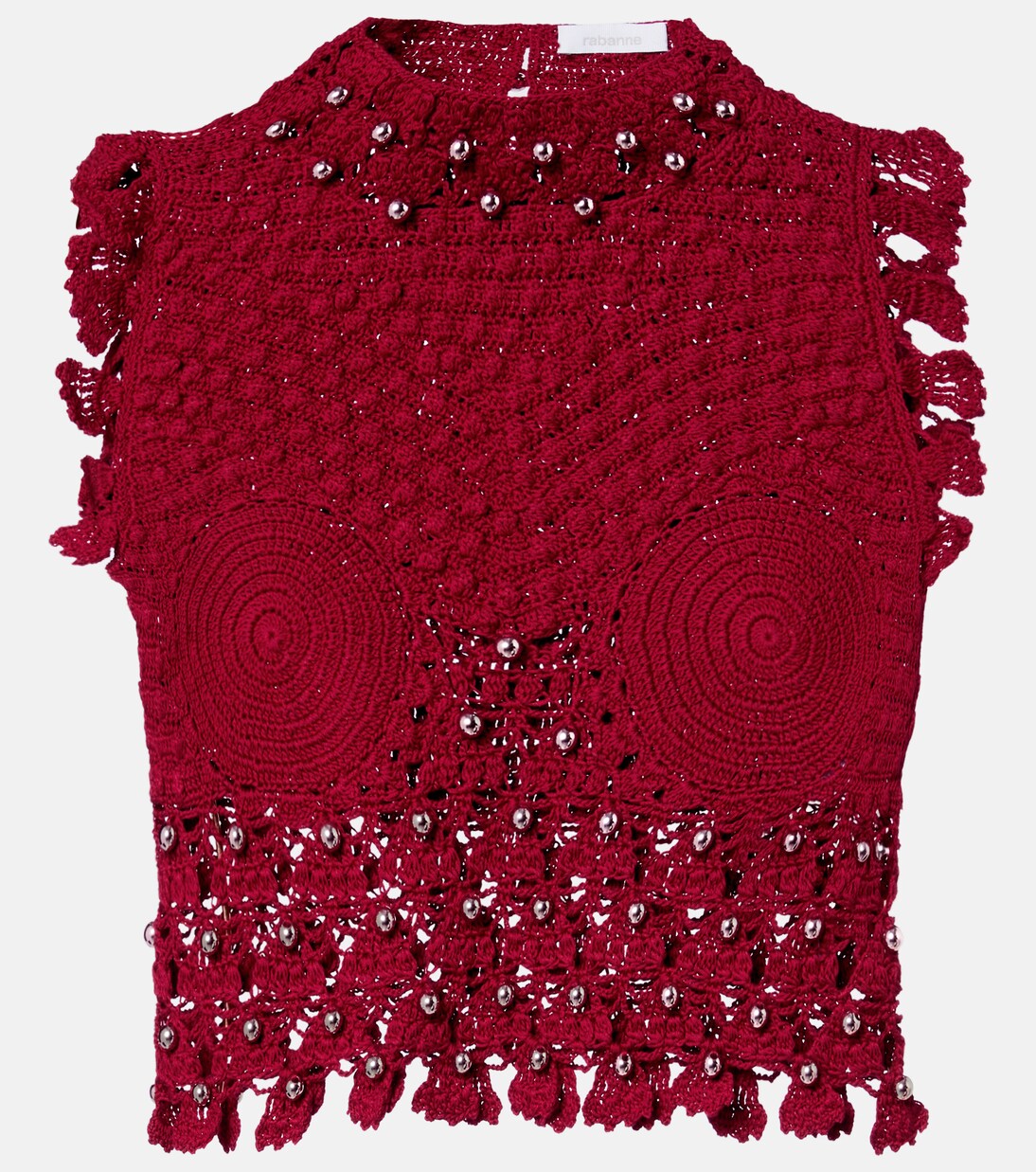 Embellished crochet cotton top | Rabanne
