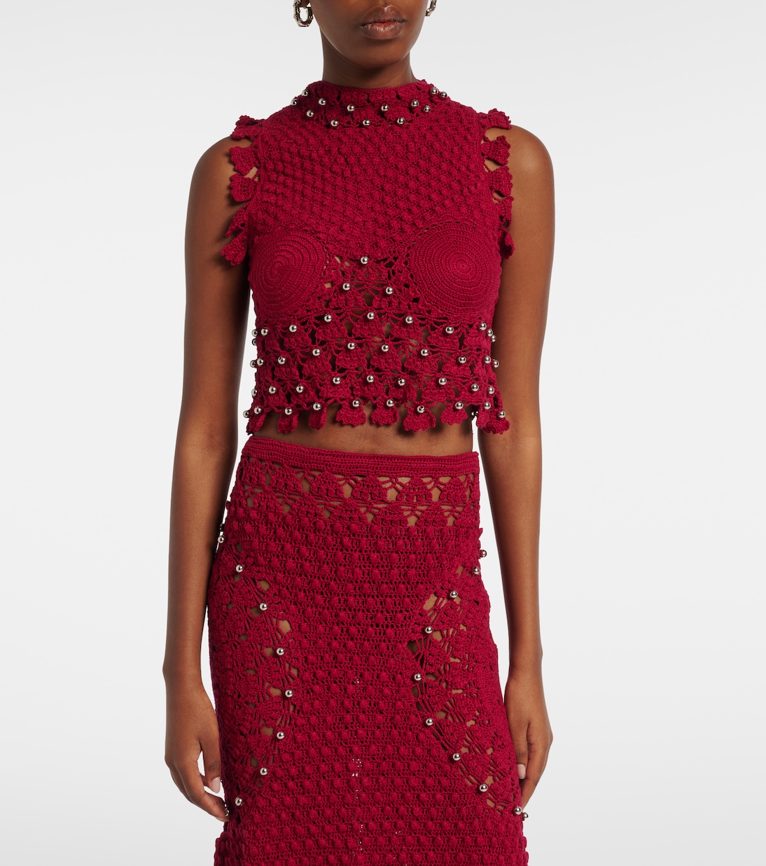 Embellished crochet cotton top | Rabanne