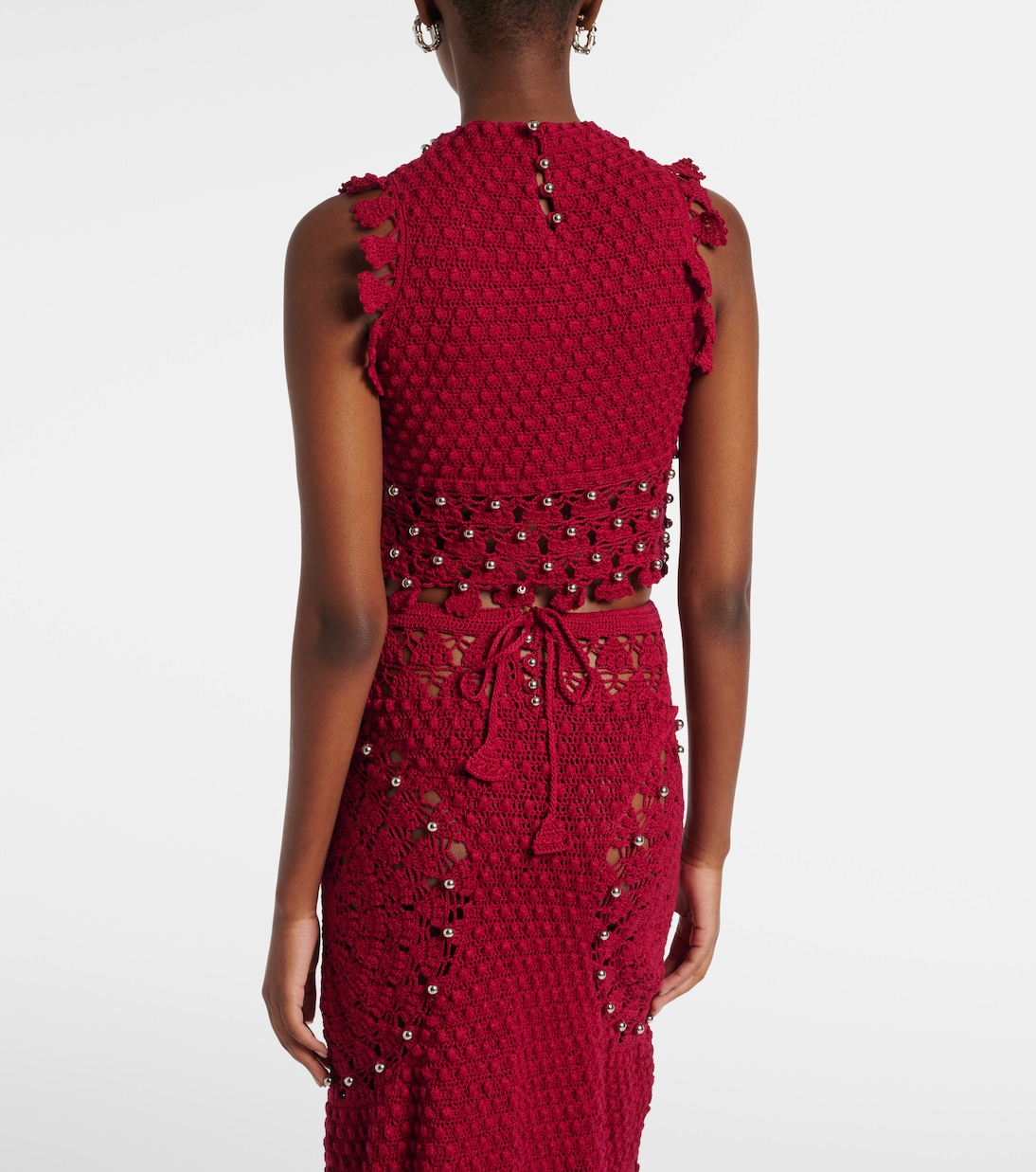 Embellished crochet cotton top | Rabanne