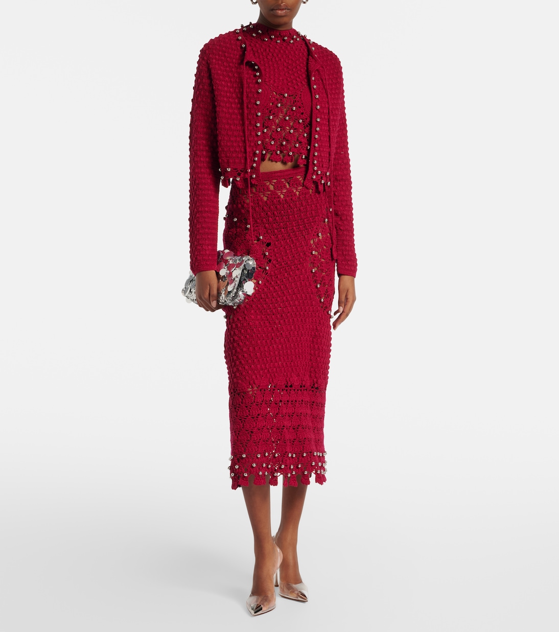 Embellished crochet cotton top | Rabanne