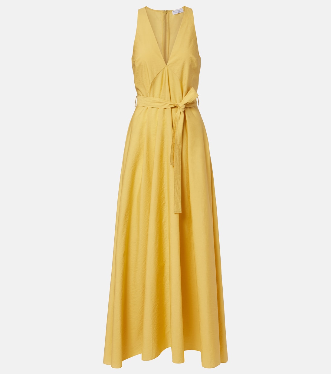 Belted cotton-blend maxi dress | Brunello Cucinelli