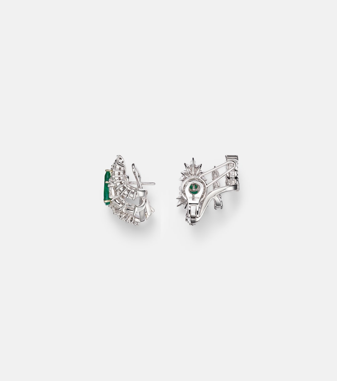 Reign Supreme 18kt yellow and white gold earrings with diamonds and emerald | Yeprem