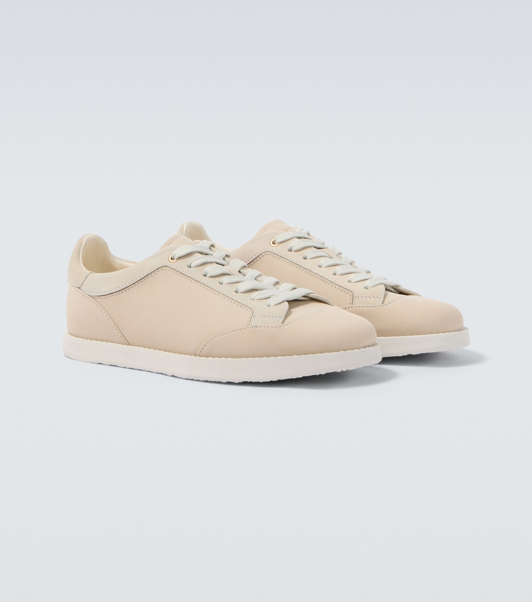 Suede-trimmed leather sneakers | Brunello Cucinelli