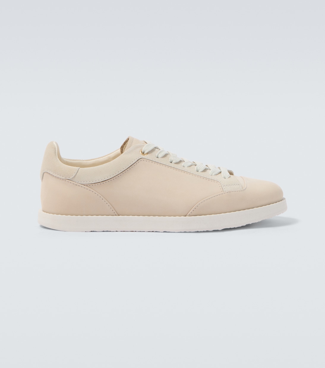 Suede-trimmed leather sneakers | Brunello Cucinelli