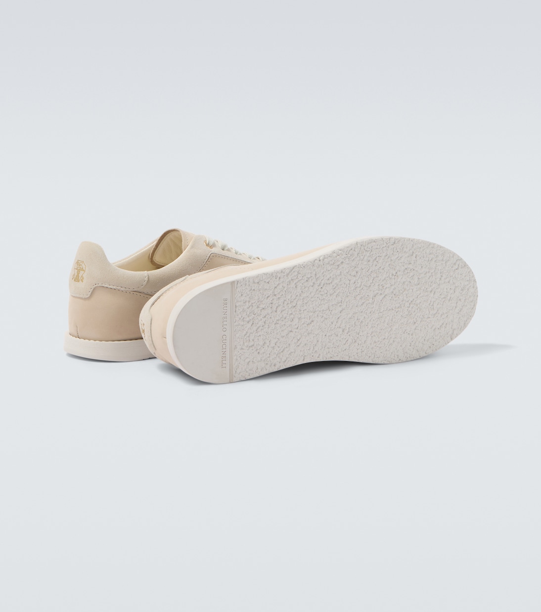 Suede-trimmed leather sneakers | Brunello Cucinelli