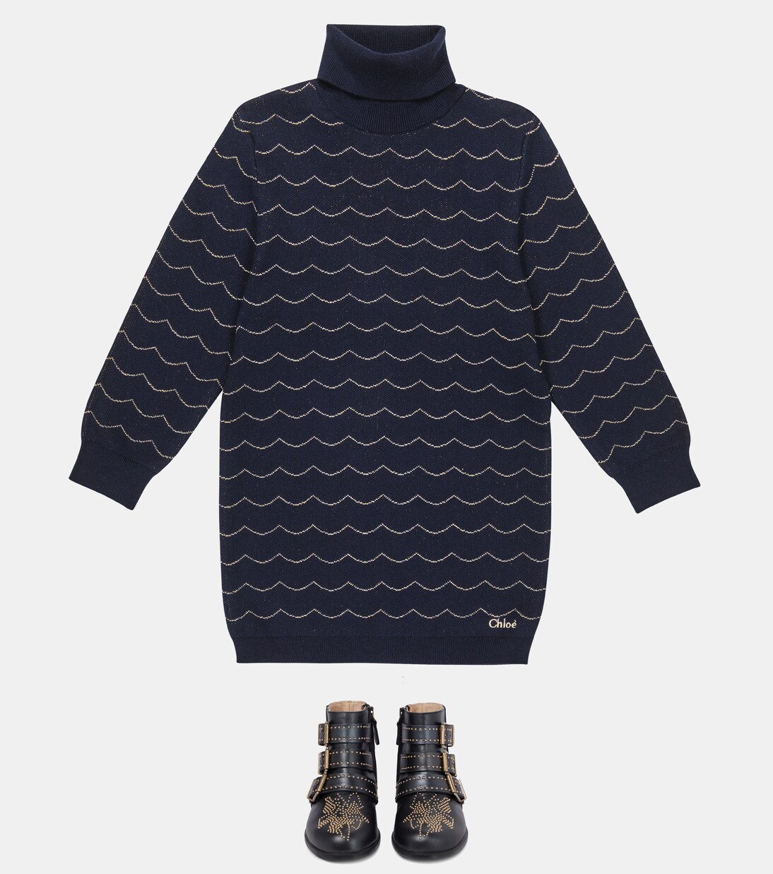 Cotton-blend sweater dress | Chloé Kids