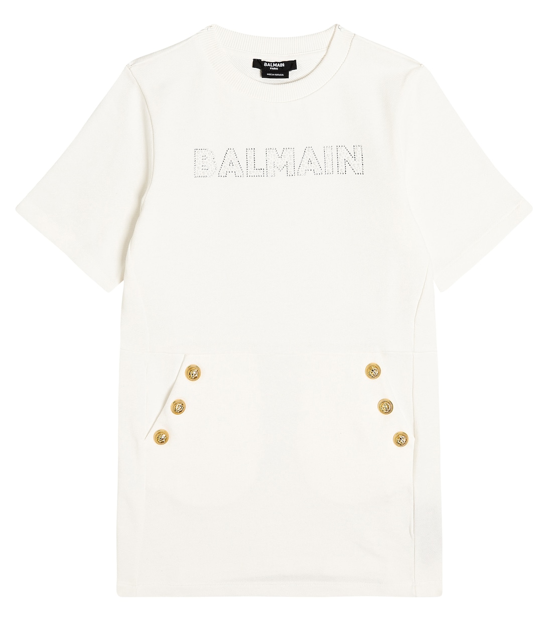 Button-embellished cotton jersey dress | Balmain Kids