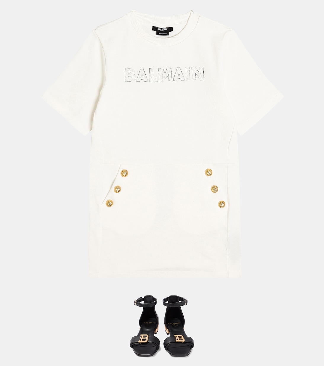 Button-embellished cotton jersey dress | Balmain Kids
