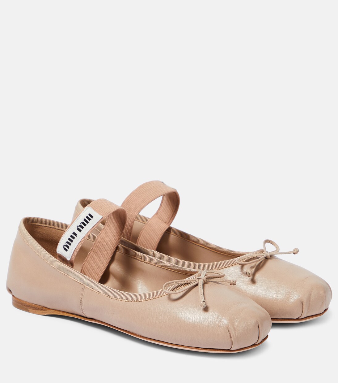 Ballerine in pelle con logo | Miu Miu