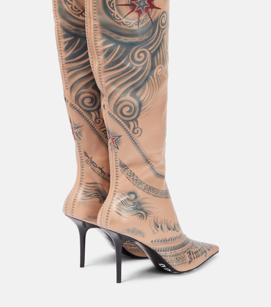 X Jean Paul Gaultier Overknee-Stiefel Tattoo aus Leder | Jimmy Choo