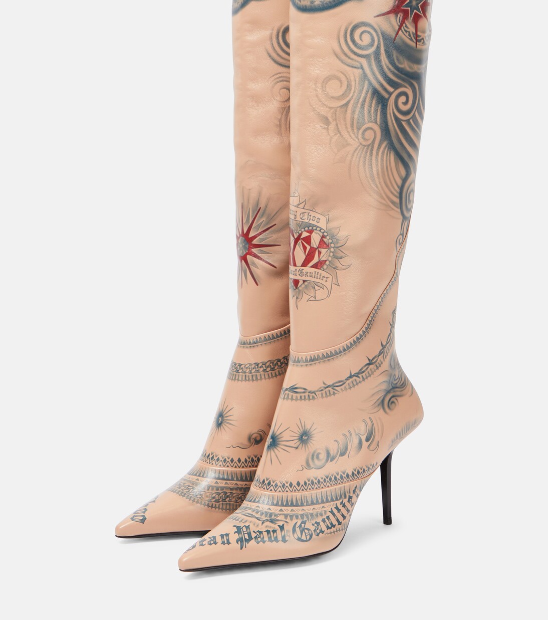 X Jean Paul Gaultier Overknee-Stiefel Tattoo aus Leder | Jimmy Choo
