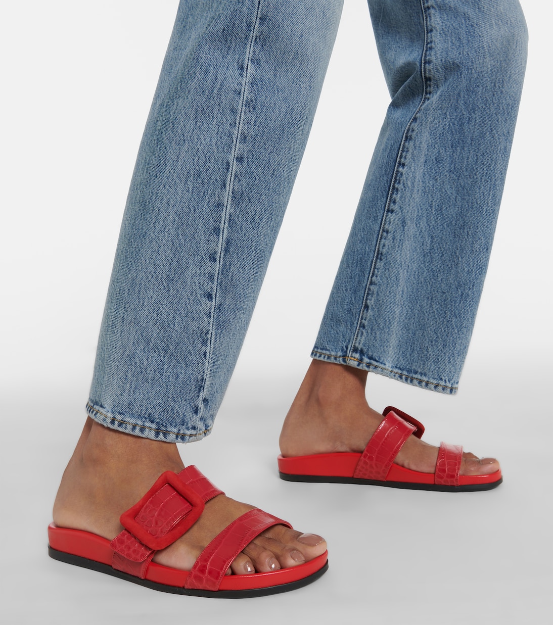 Mayfu croc-effect leather sandals | Manolo Blahnik