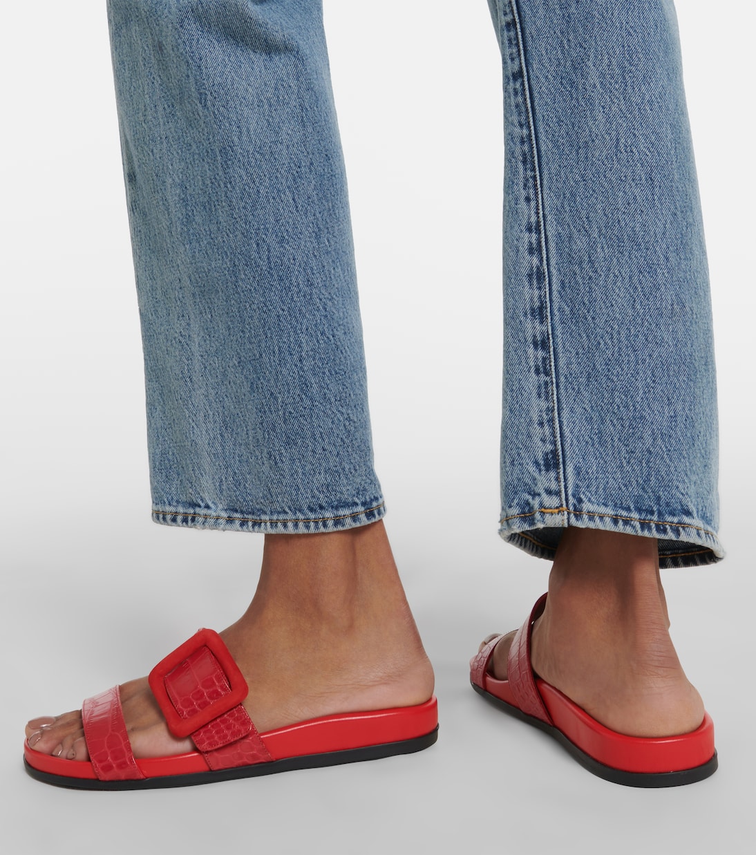 Mayfu croc-effect leather sandals | Manolo Blahnik