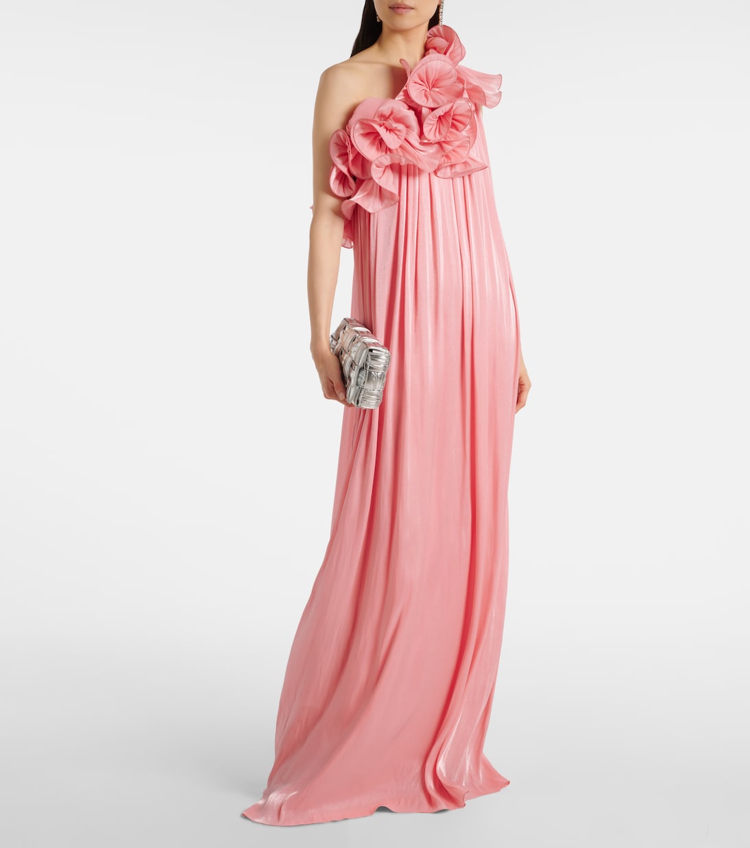 Charmain plissé georgette gown | Costarellos