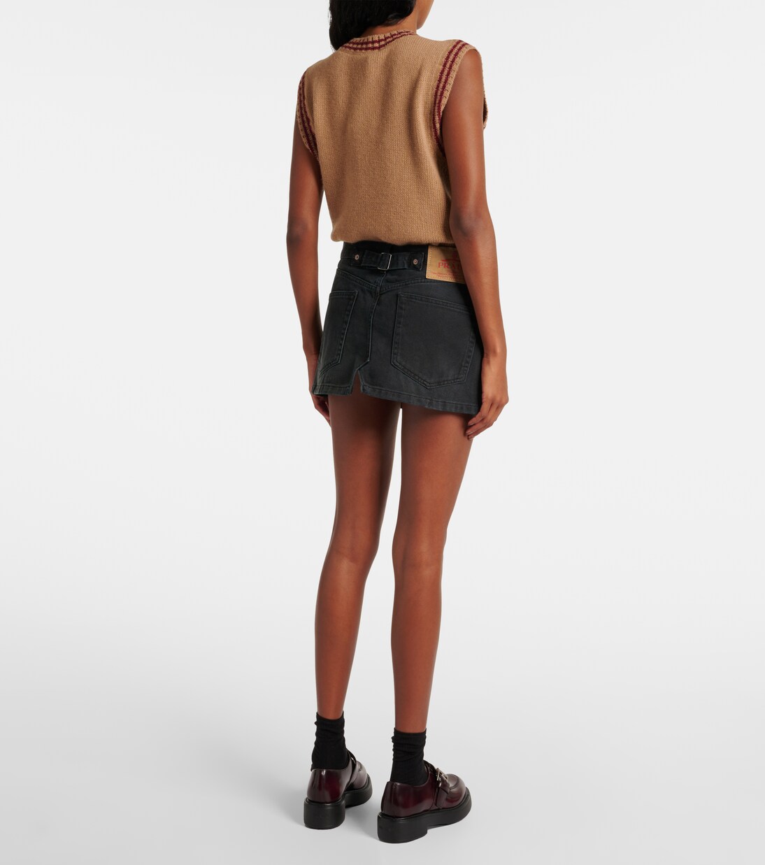 Low-Rise-Minirock aus Denim | Prada