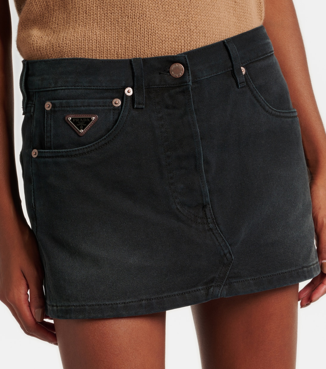 Low-Rise-Minirock aus Denim | Prada