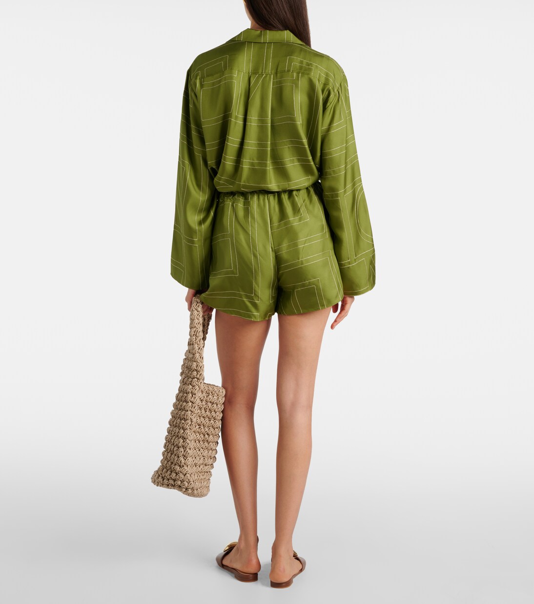 Shorts de pijama de satén de seda | Toteme