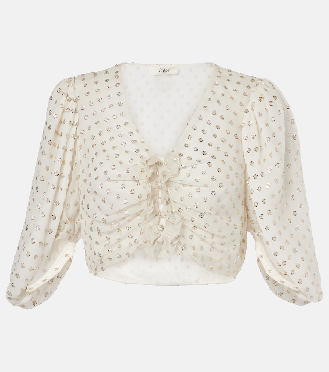 Jacquard silk-blend muslin crop top | Chloé