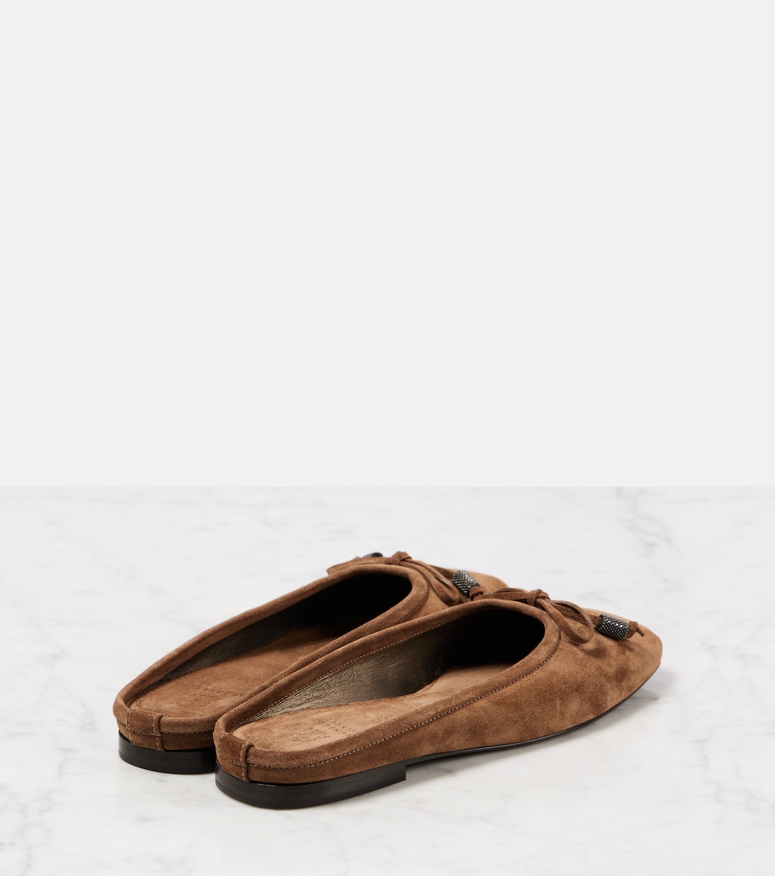Monili bow-detail suede mules | Brunello Cucinelli