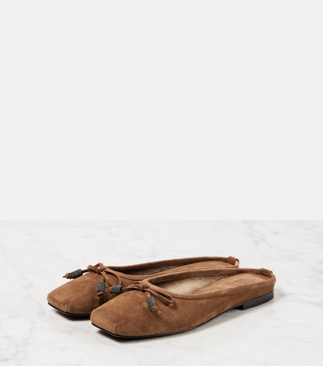 Monili bow-detail suede mules | Brunello Cucinelli