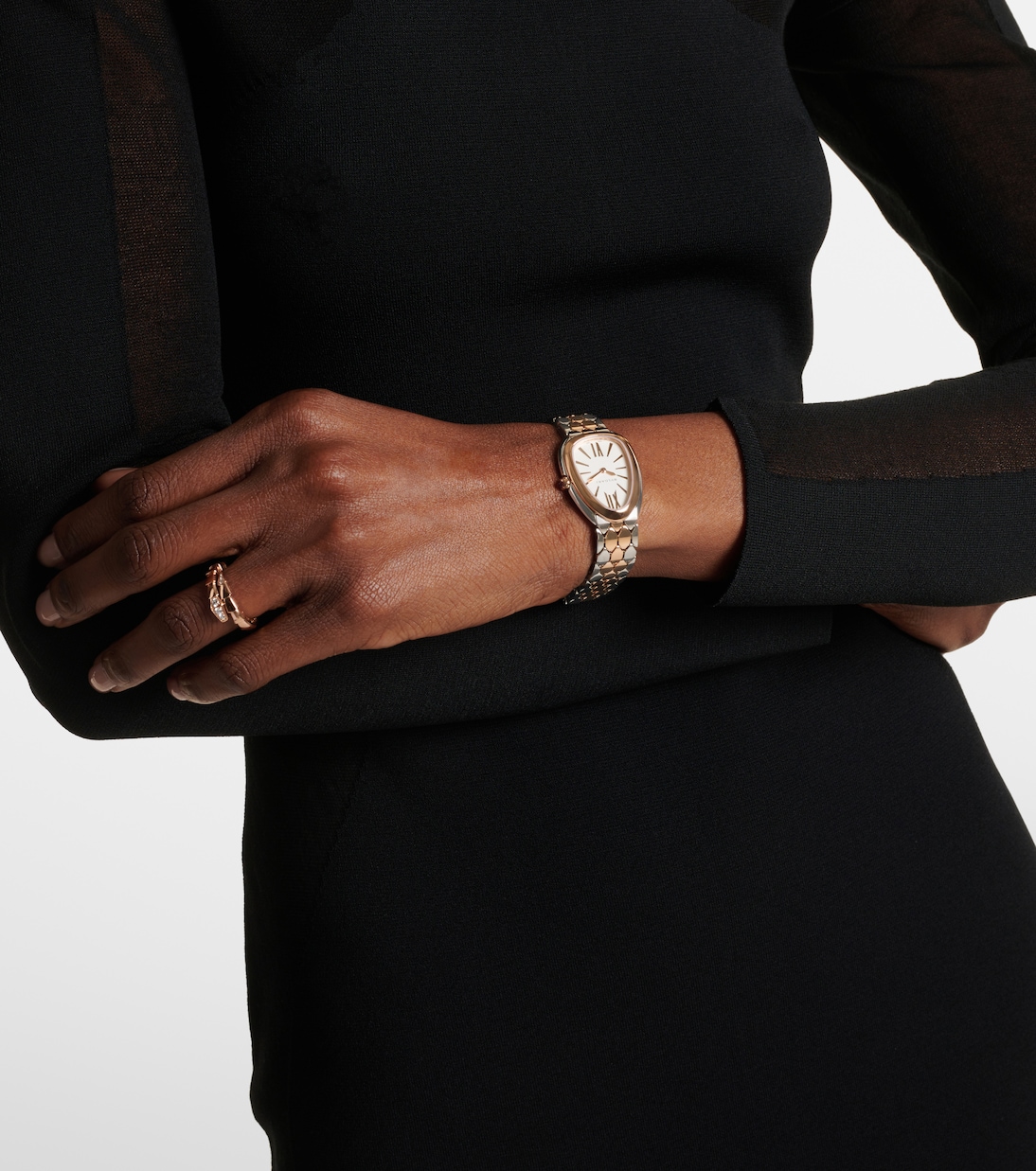 Serpenti Seduttori 33mm 18kt gold and stainless steel watch with rubellite | Bvlgari