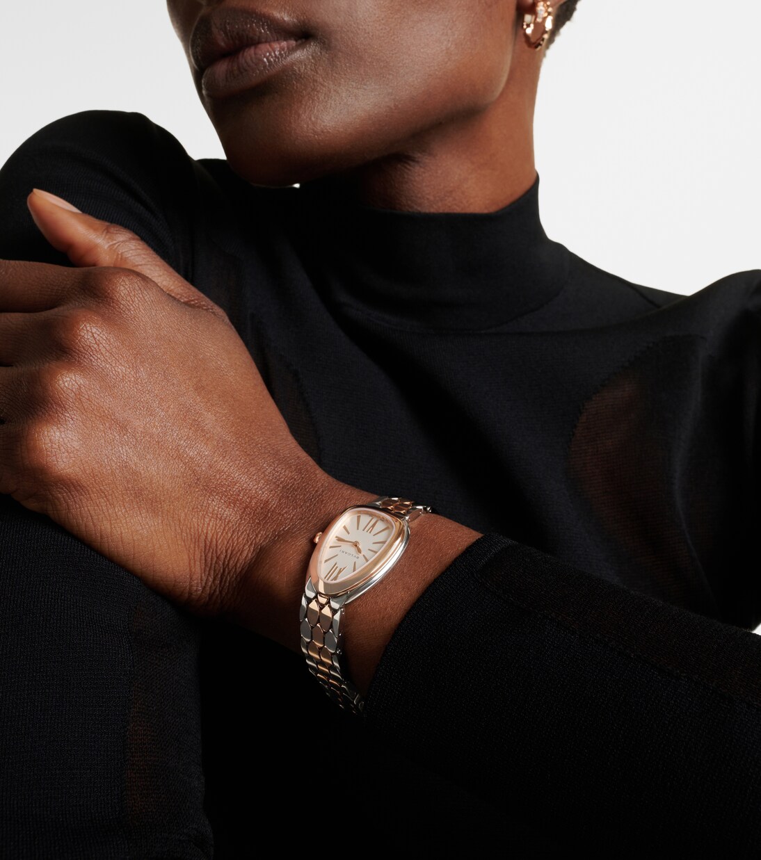 Serpenti Seduttori 33mm 18kt gold and stainless steel watch with rubellite | Bvlgari