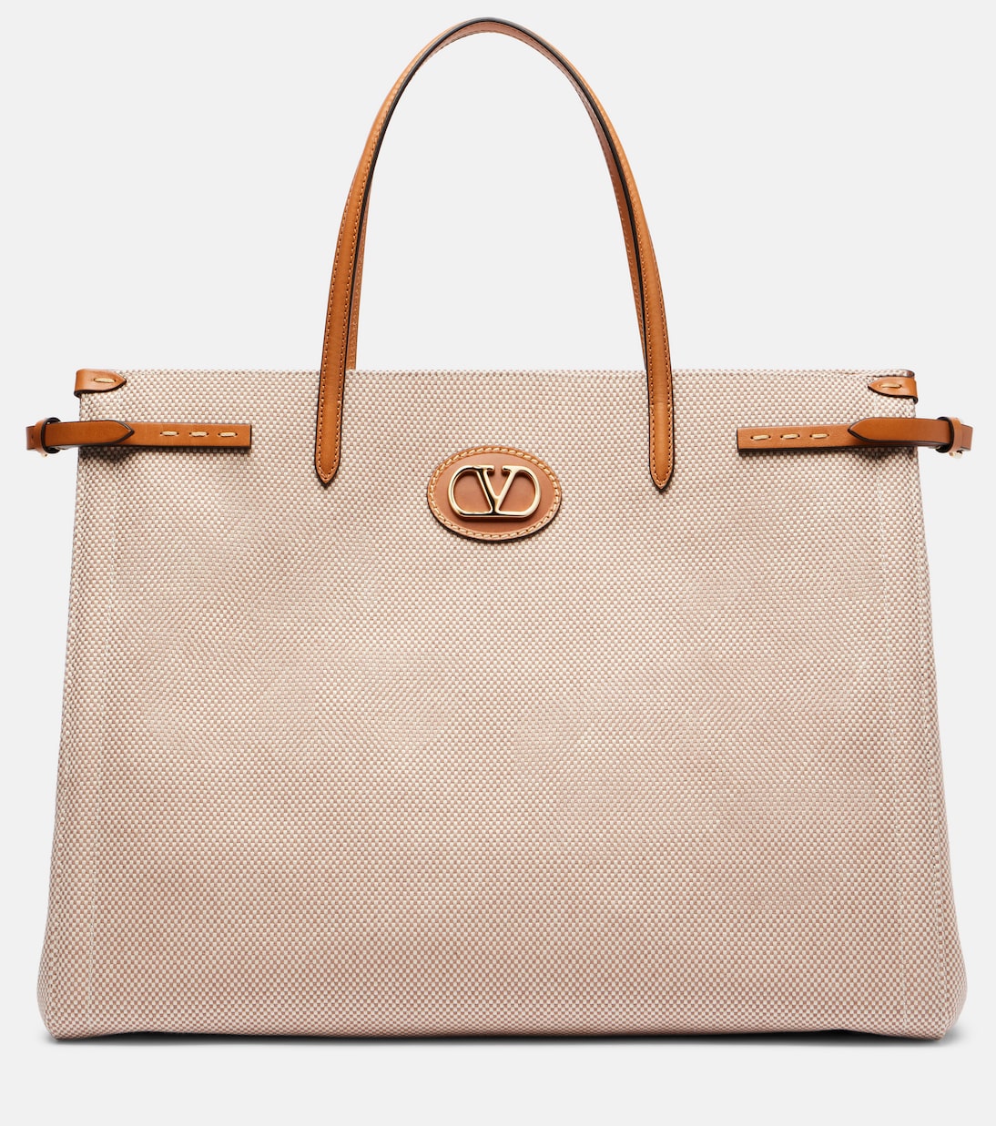 Antibes leather-trimmed canvas tote bag | Valentino Garavani