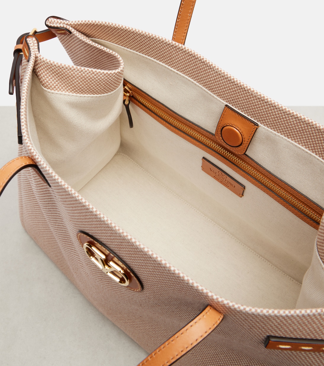 Antibes leather-trimmed canvas tote bag | Valentino Garavani