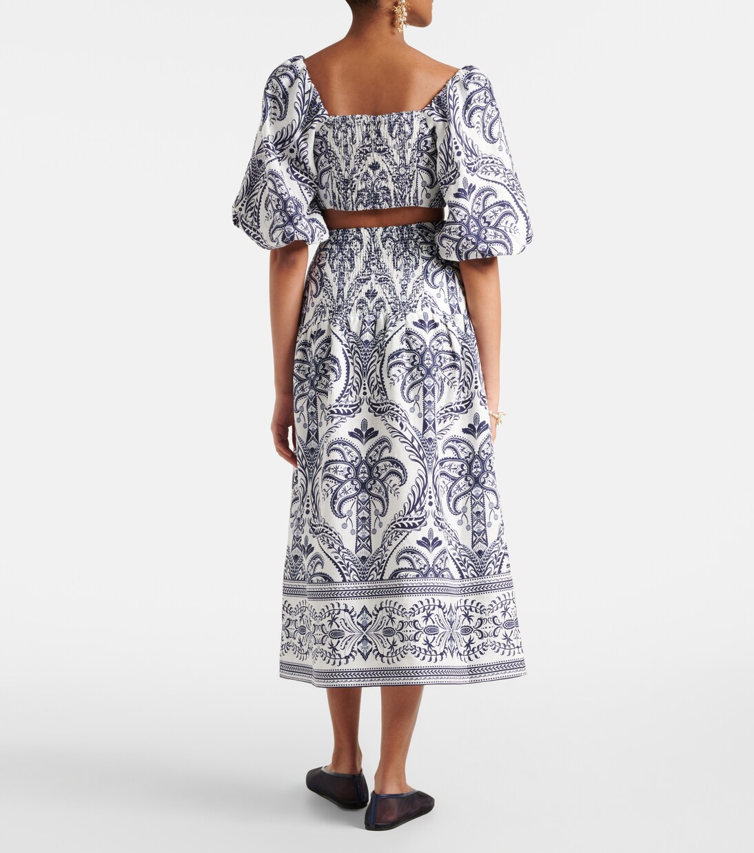 Tropical Cameo printed linen midi skirt | Farm Rio