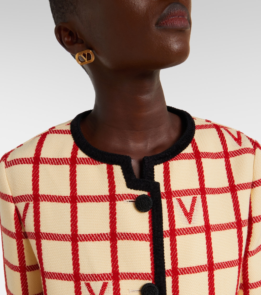 VLogo checked wool and cotton jacket | Valentino