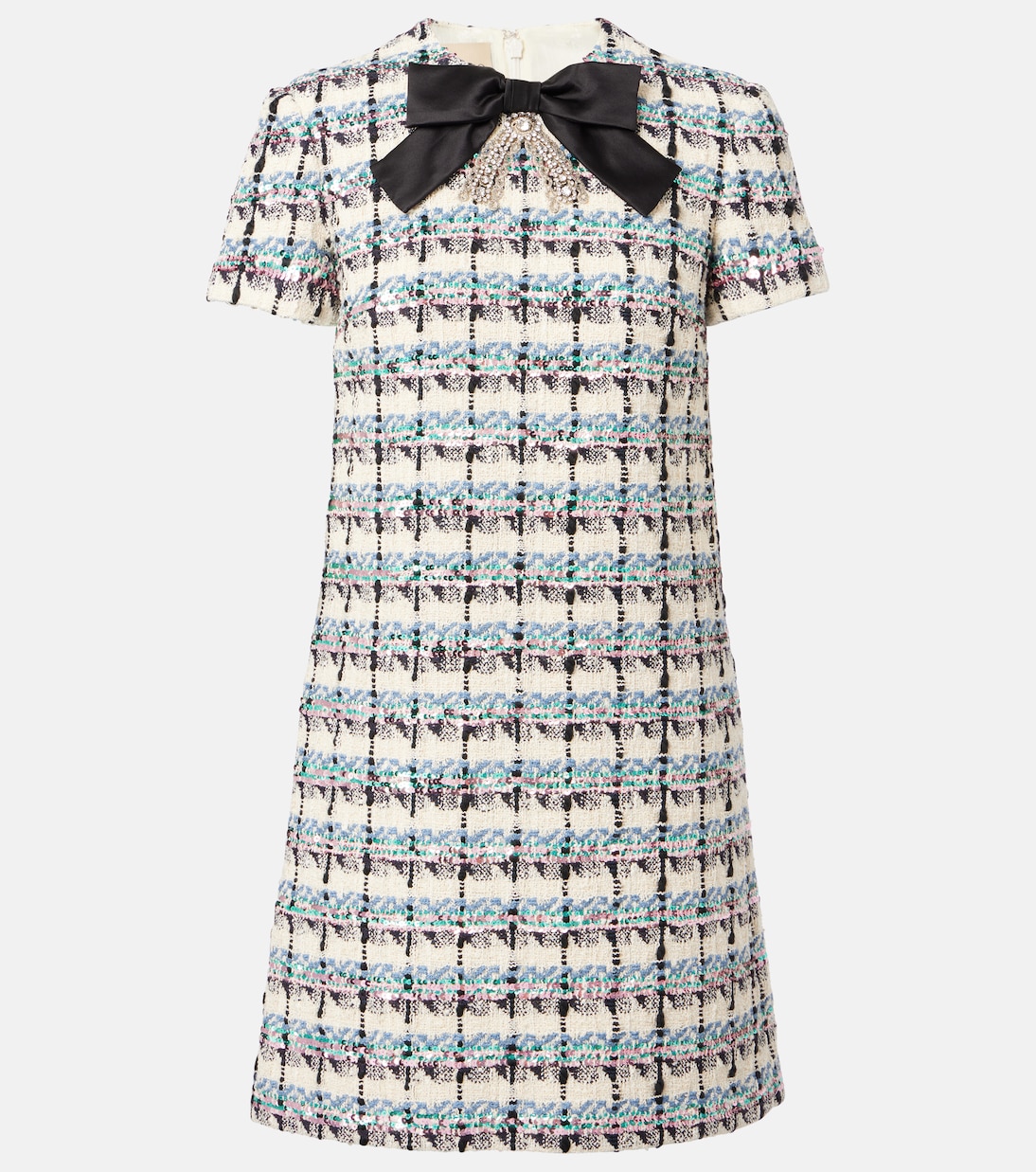 Embellished checked tweed minidress | Valentino