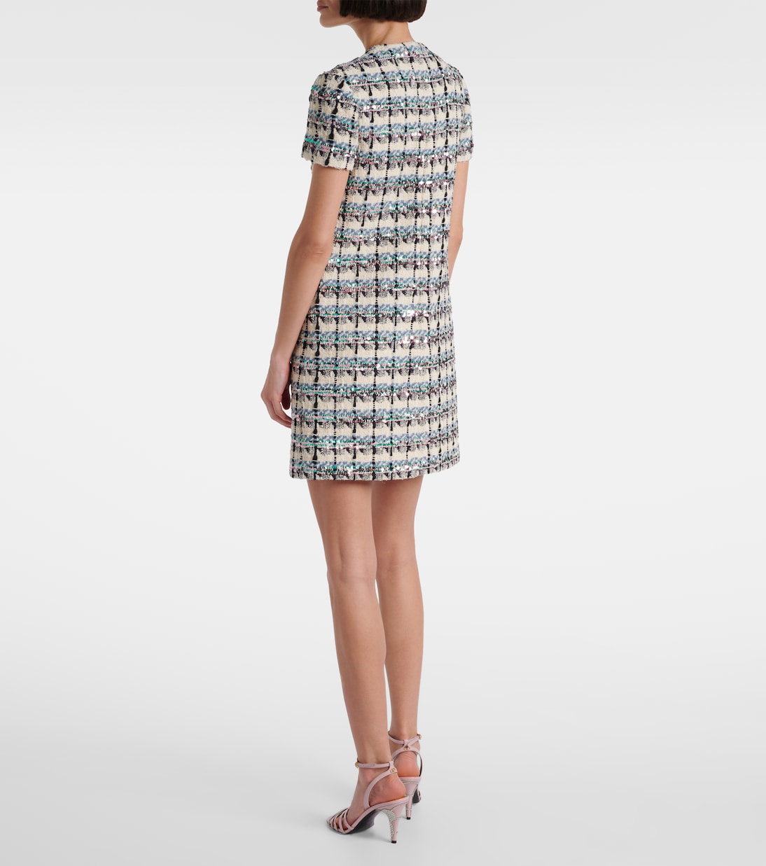 Embellished checked tweed minidress | Valentino
