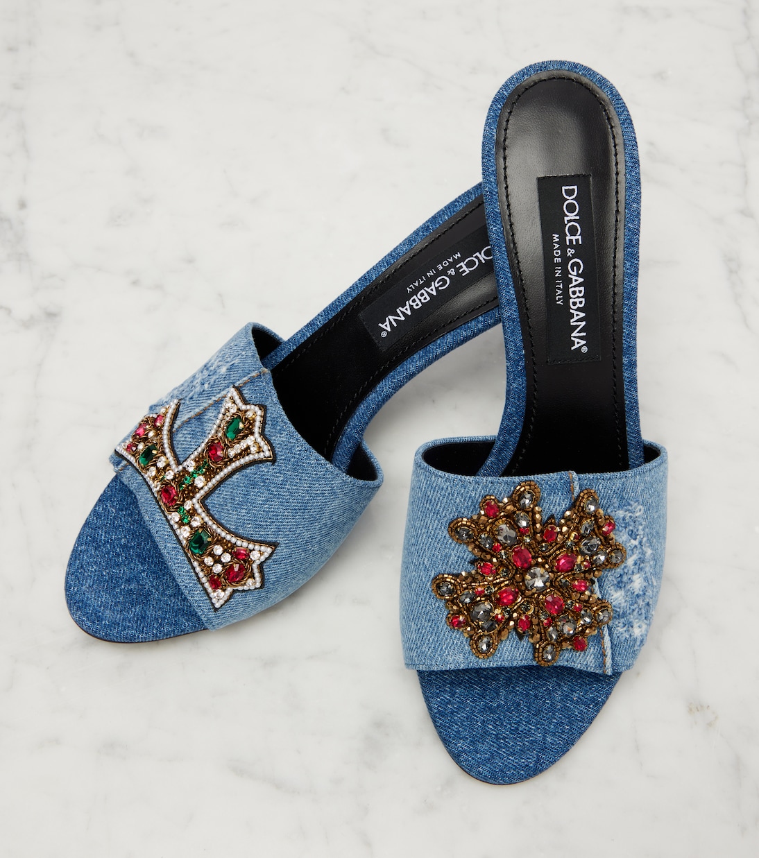 Mules en jean à cristaux | Dolce&Gabbana