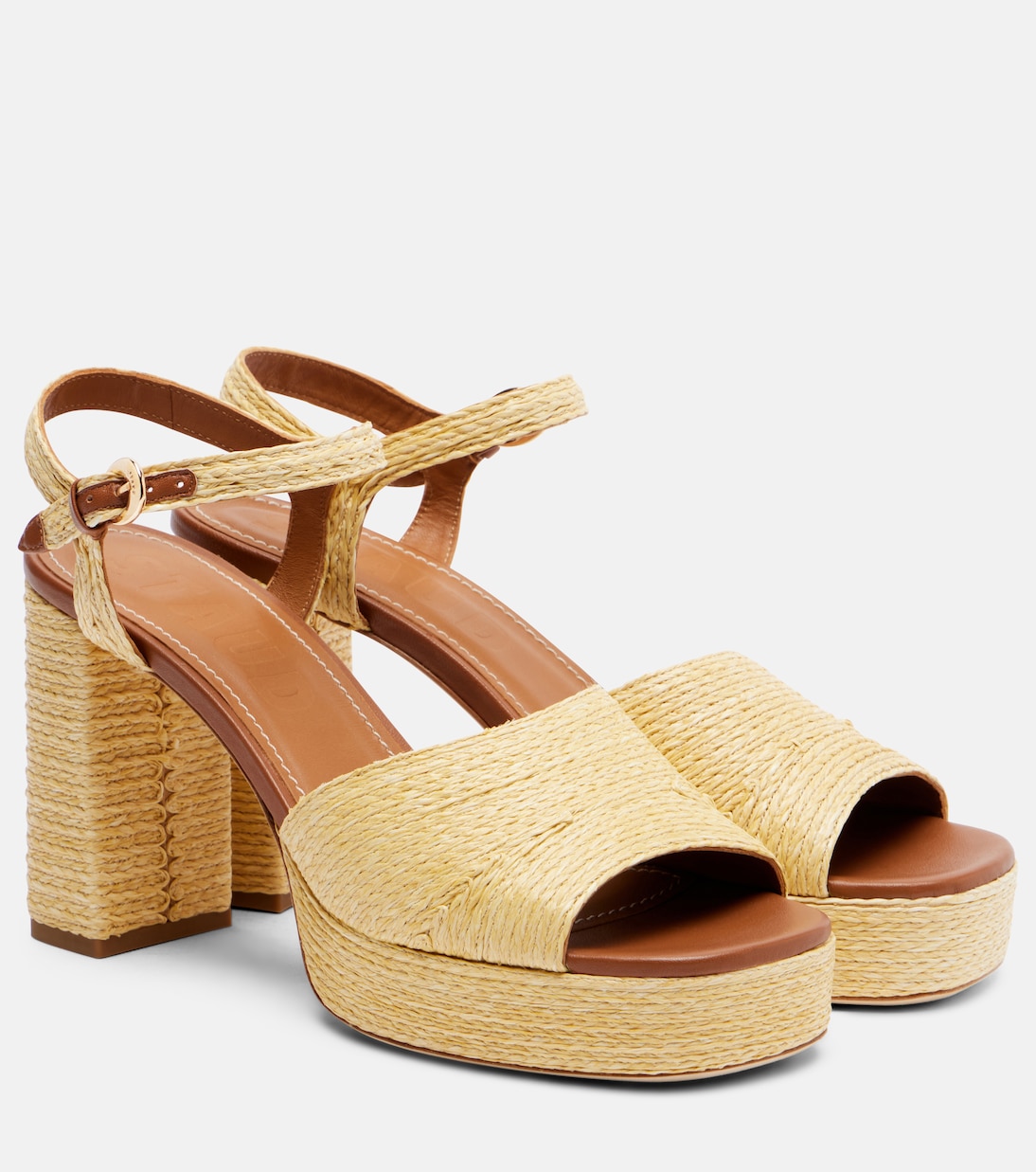 Jodie raffia and leather platform sandals | Staud