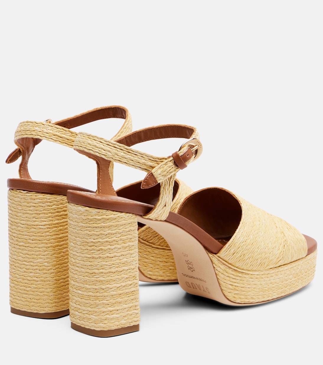 Jodie raffia and leather platform sandals | Staud