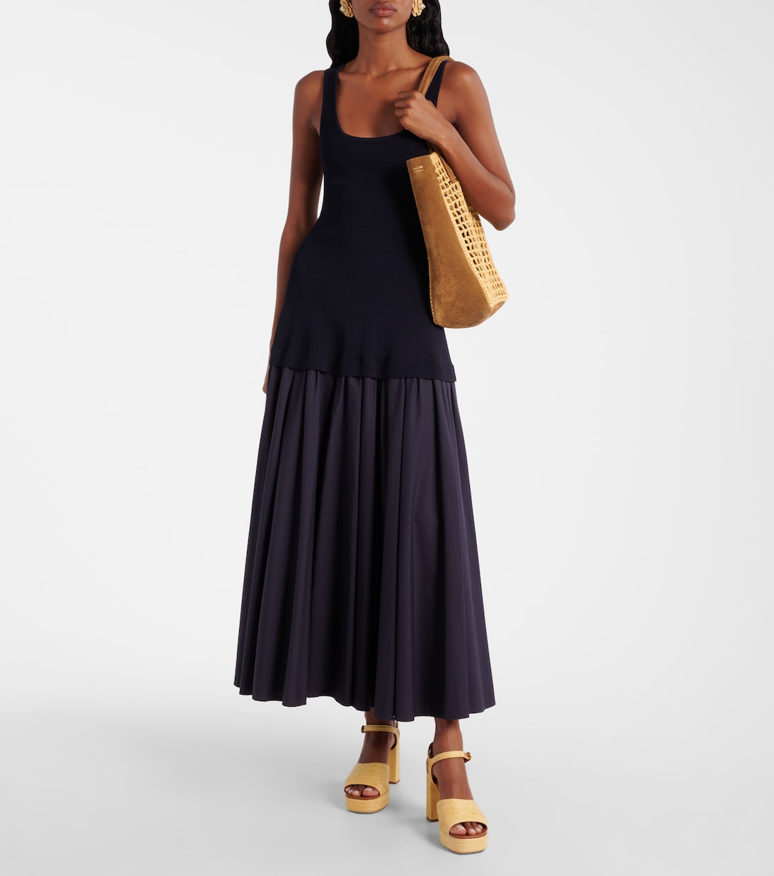 Jodie raffia and leather platform sandals | Staud